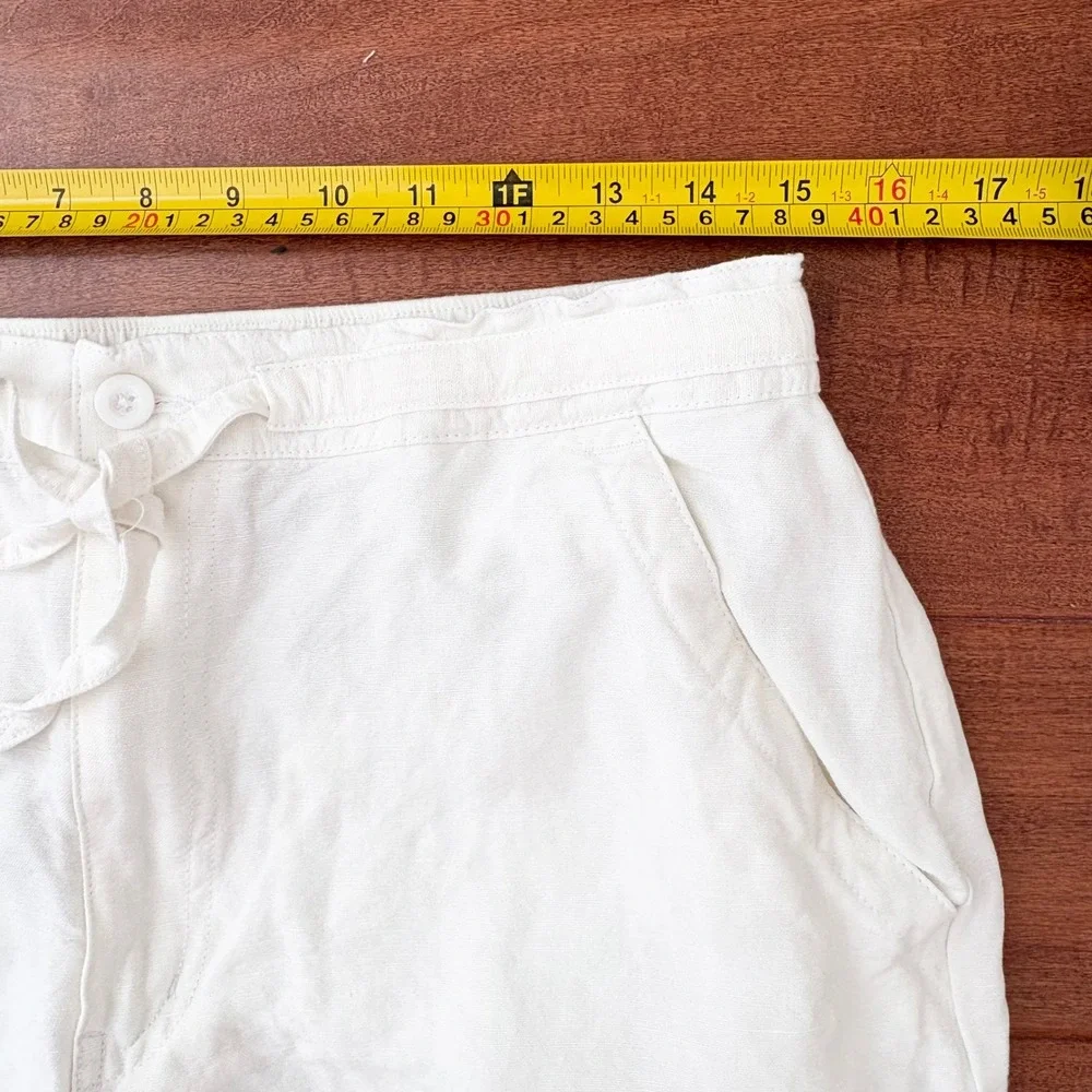 Cubavera‎ Linen Blend Pants Men M White Drawstring Relaxed Beach Trousers